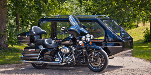 motorbike with side car hearse