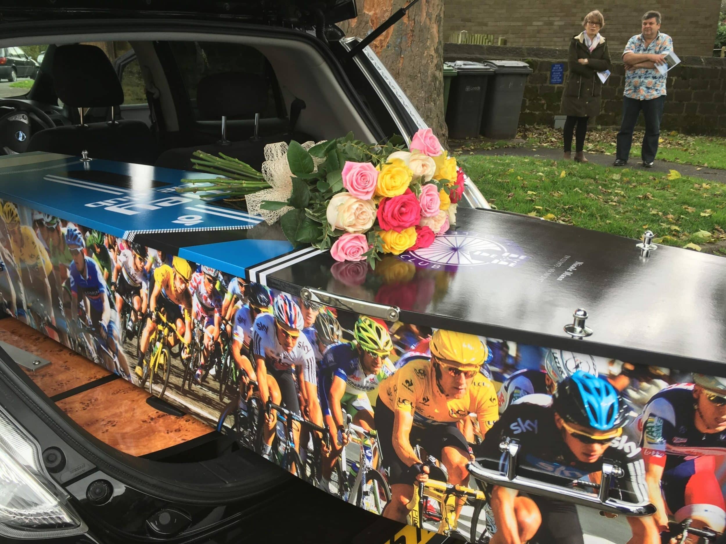 Custom coffin with cycling on