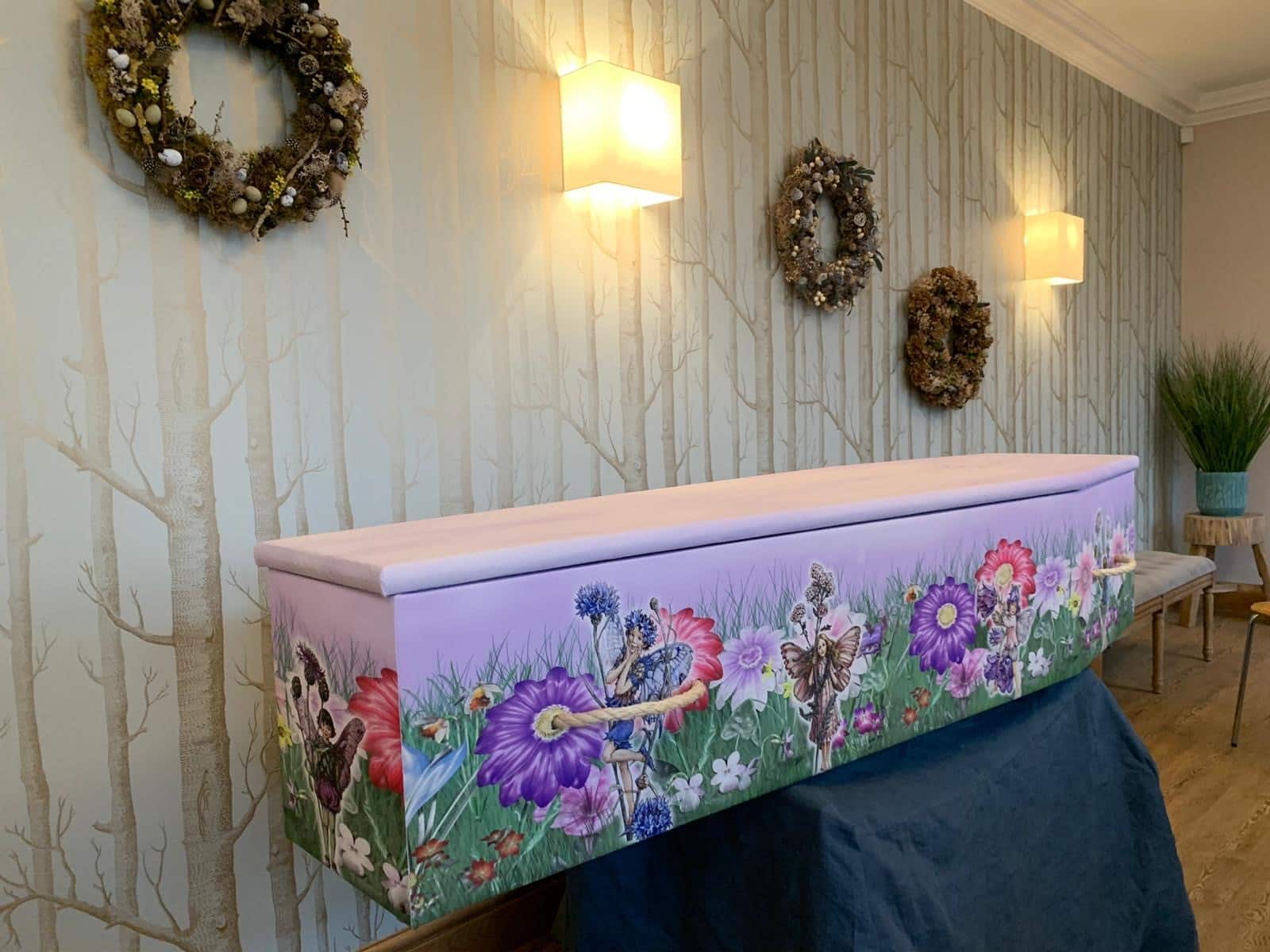 Custom coffin with fairies on