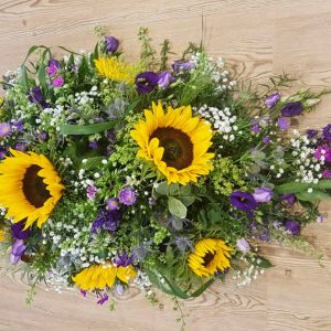 Sunflowers and other flowers in a bouquet