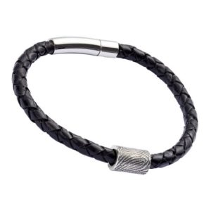 Leather bracelet with fingerprint on