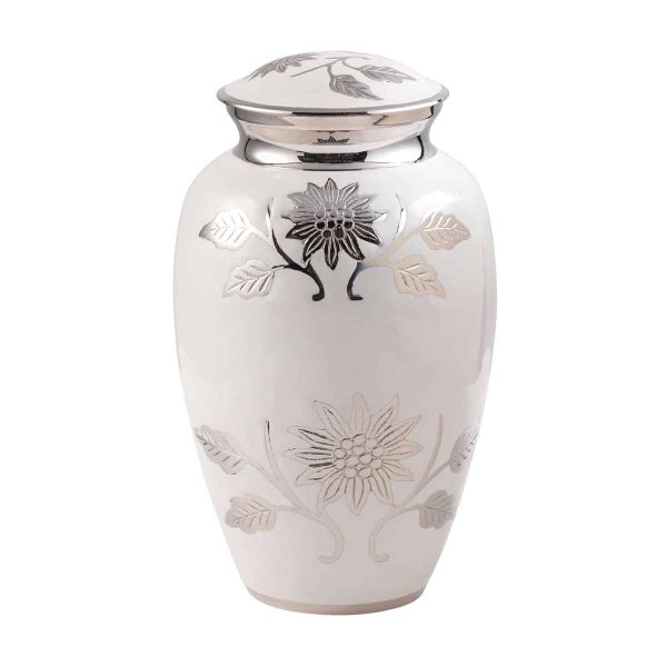 Brass Urn, White Rose